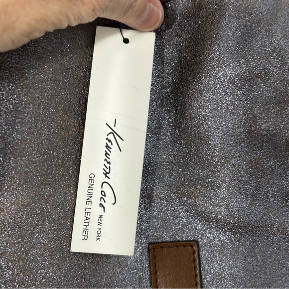 Kenneth Cole Hudson Messenger Bag Leather Brown Sparkle Crossbody NEW With Tags - Picture 5 of 16